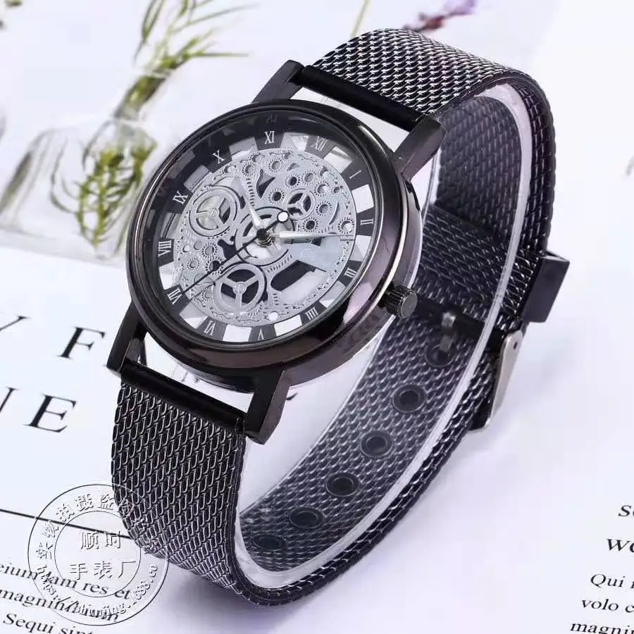 Top Trends: WOKAI Men's Fashion Ultra Thin Hollow OuT Watches Simple Men Business Stainless Steel Mesh Belt Quartz Watch Relogio Masculino Shoppable Styles