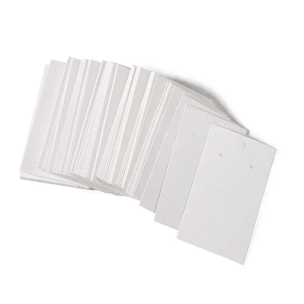 Top Trends: 100Pcs White Paper Earring Card With Three Holes Earring Hang Tag Jewelry Display Packing Card 90x50mm Shoppable Styles