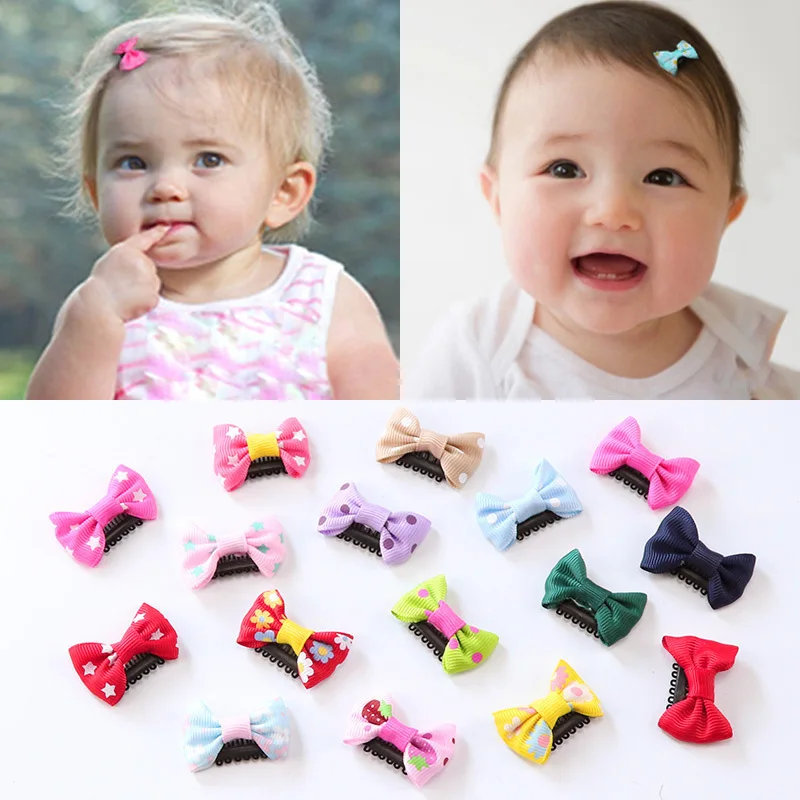 Top Trends: 10Pcs / lots Candy Color Baby Mini Small Bow Hair Clips Safety Hair Pins Barrettes For Children Girls Kids Hair Accessories Shoppable Styles