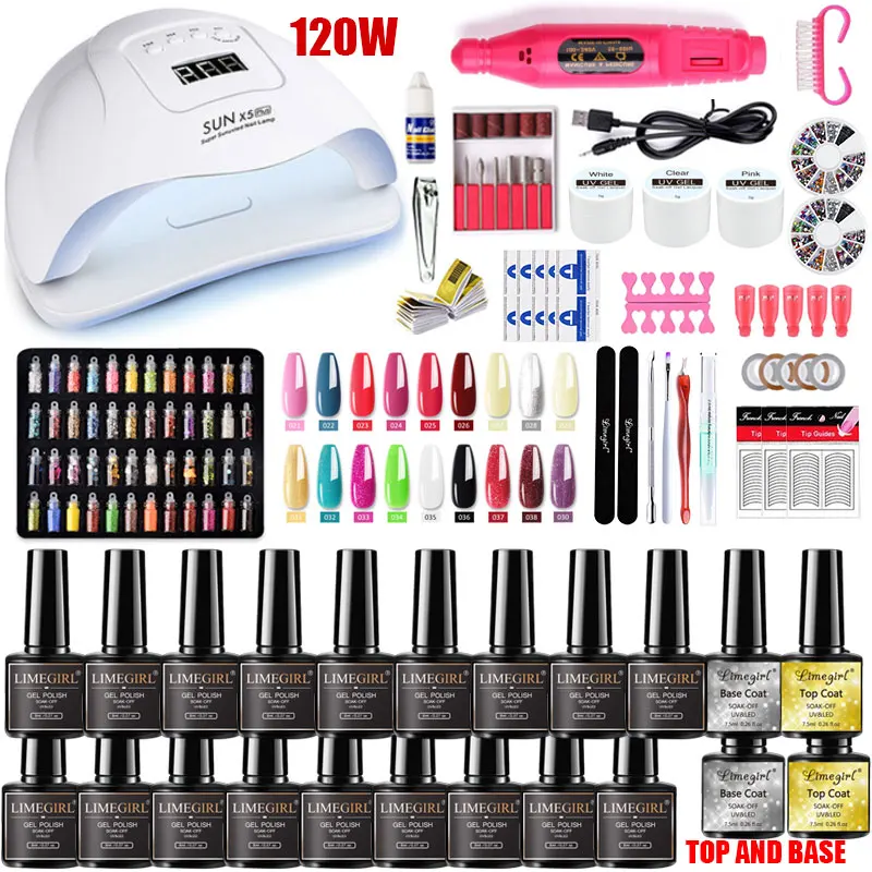 Top Trends: Nail Set 120 / 54W UV LED LAMP For Manicure Gel Nail Polish Set Kit Gel Varnish Electric Nail Drill Manicure Sets Nail Art Tools Shoppable Styles