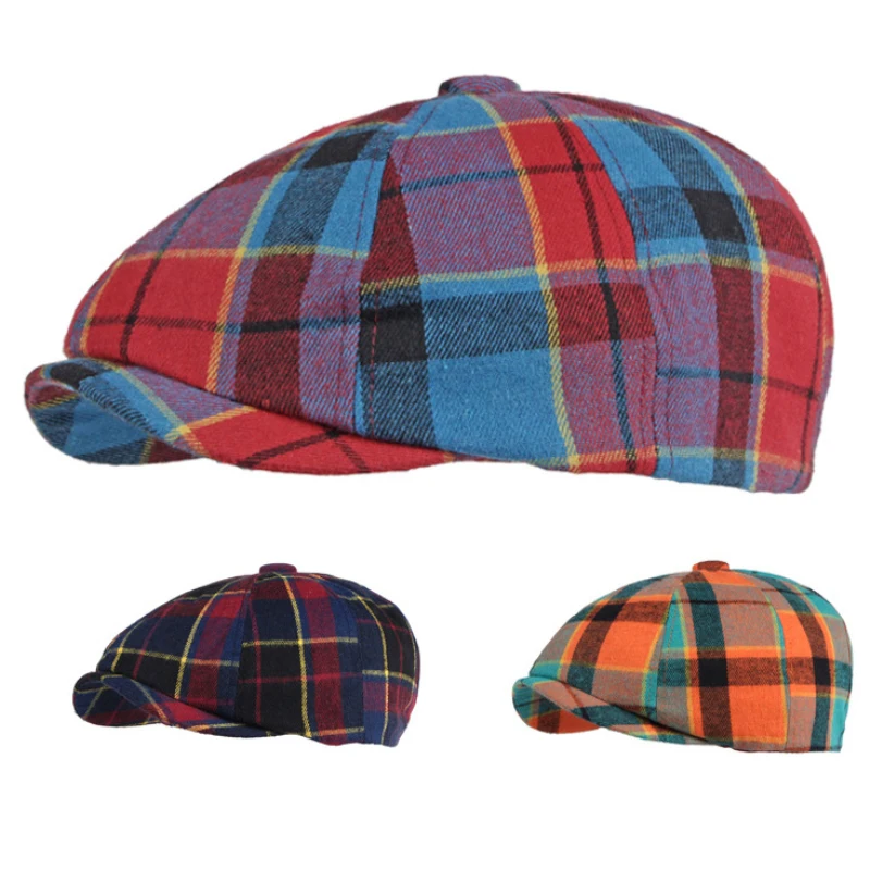 Top Trends: HT3591 Berets 2021 New Men Women Beret Cap Vintage Plaid Octagonal Newsboy Cap Male Female Artist Painter Beret Hat Ivy Flat Cap Shoppable Styles