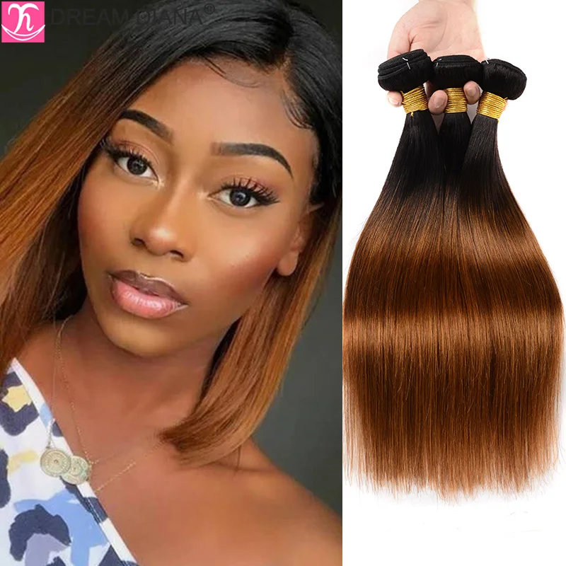 Top Trends: DreamDiana Peruvian Straight Hair Bundles 2 Toned Ombre Silky Straight Bundles T1B / 30 Remy Bone Hair 100% Human Hair Extension Shoppable Styles