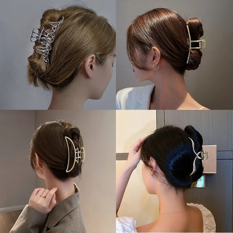 Top Trends: 2021 New Women Elegant Gold Hollow Geometric Metal Hair Claw Vintage Hair Clips Headband Hairpin Hair Crab Hair Accessories Shoppable Styles - Image 2