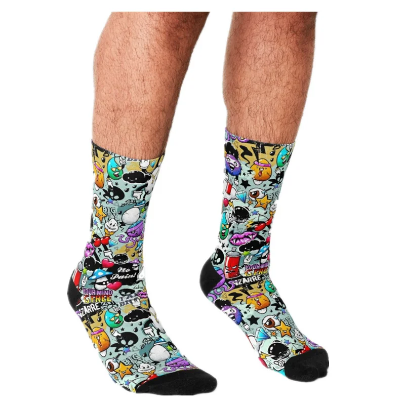 Top Trends: 2021Funny Men Socks Graffiti Fun Socks Print Happy Hip Hop Unisex Man Socks Art Novelty Winter Casual Animal Socks Shoppable Styles