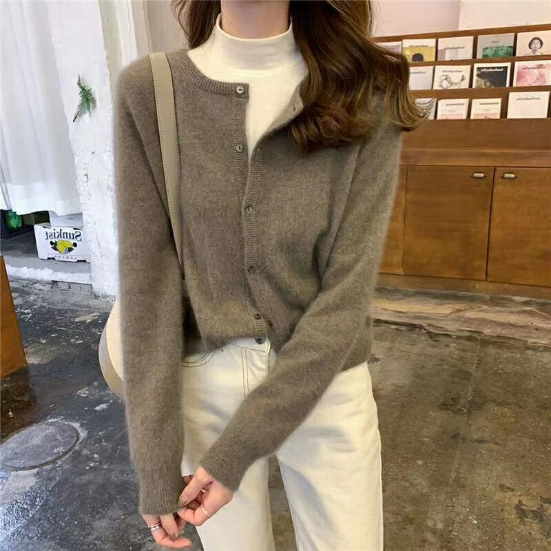 Top Trends: Cashmere Sweater Cardigan Women Single Breasted Long Sleeve Elegant Vintage Jumper Solid Wool Knitted Autumn Winter Outwear X452 Shoppable Styles