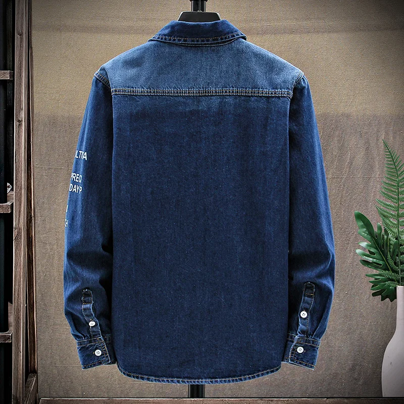 Top Trends: Long-sleeved Solid Denim Shirt Men Fashion Brand Classic Retro Denim Pocket Decoration Business Shirt Spring And Autumn Tops Shoppable Styles - Image 2