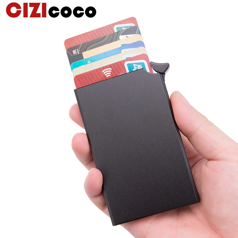 Top Trends: Aluminum Card Holder Metal Men Credit Card Holder Rfid Blocking Mini Slim Wallet Automatic Pop Up Card Case Protector Shoppable Styles