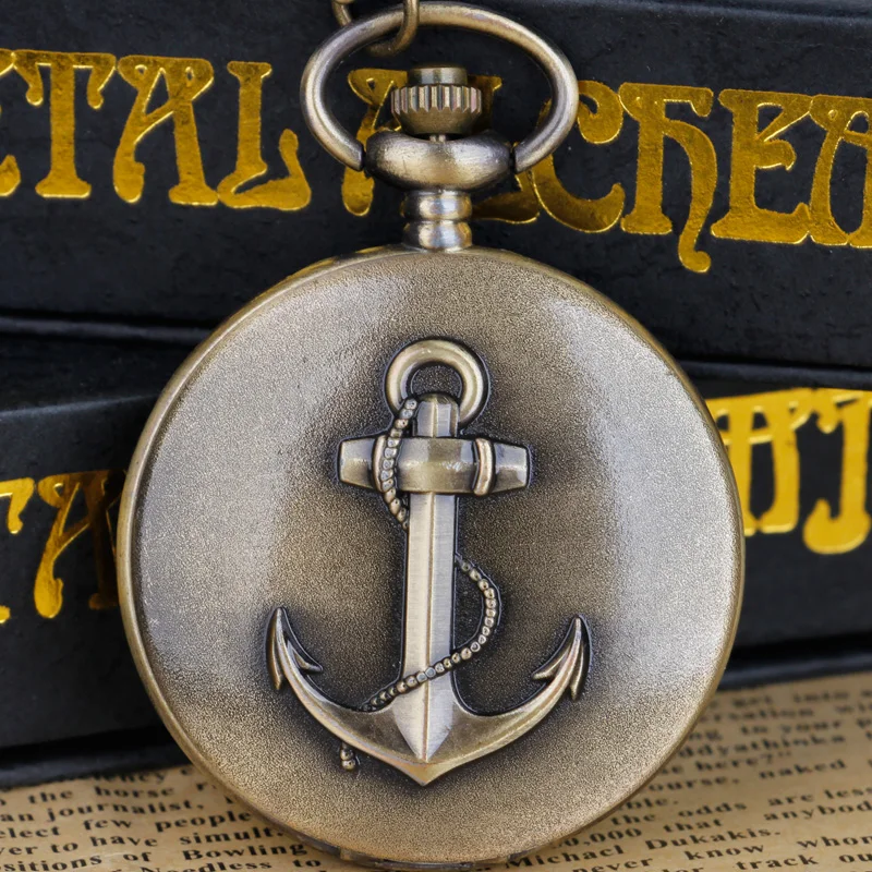 Top Trends: Quartz Pocket Watch Anchor Pattern Hand Marine Antique Necklace Chain Casual Men Watches Gifts Shoppable Styles