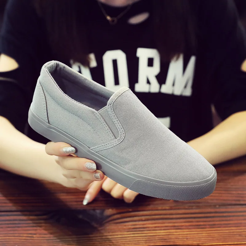 Top Trends: Spring Summer All Gray Canvas Shoes For Men Women One Pedal Casual Rubber Sole Foot Breathable Men&#039;s Shoes Sneakers Shoppable Styles