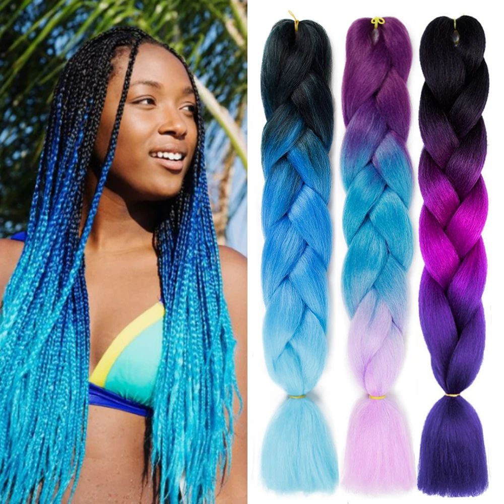 Top Trends: Black Star Jumbo Braids Hairs Long Ombre Jumbo Synthetic Braiding Hair Crochet Blonde Pink Blue Gray Hair Extensions For Women Shoppable Styles