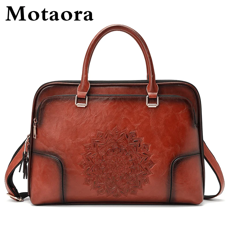 Top Trends: MOTAORA Women&#039;s Shoulder Bag Vintage Leather Handbag Ladies Chinese Style Embossed Messenger Bags Female High Quality Tote Bag Shoppable Styles