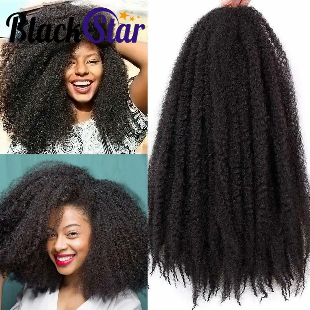 Top Trends: Black Star Marley Hair Afro Kinky Twist Crochet Hair 18 Inch Ombre Synthetic Braiding Hair Extensions For Women Shoppable Styles