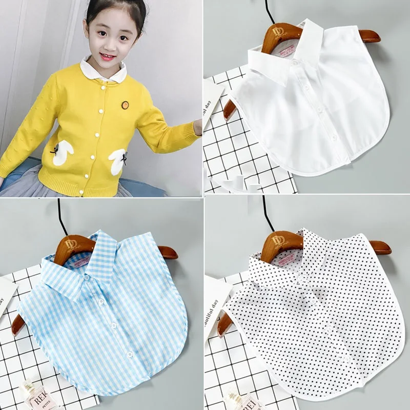 Top Trends: White Fake Collar Shirt For Children False Collar Blouse Lace Kids Peter Pan Collar Detachable Lapel Half Shirt Boys Faux Col Shoppable Styles