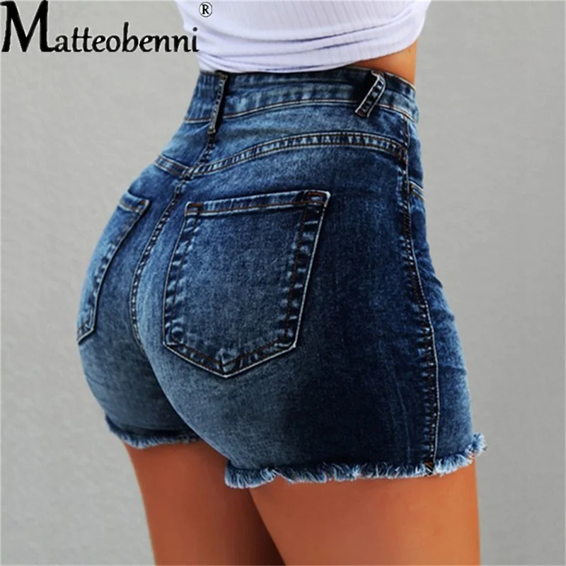 Top Trends: 2024 Women High Waist Denim Shorts Ripped Hole Bodycon Short Feminino Jean Shorts With Tassel Summer Casual Streetwear Shoppable Styles