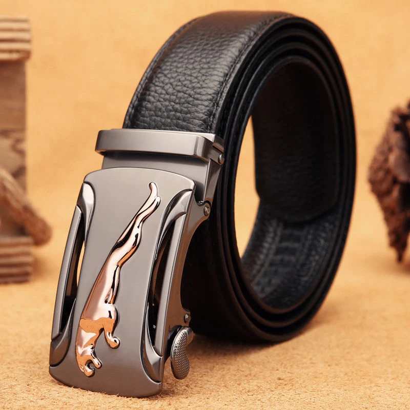 Top Trends: Belt Men's Genuine Leather Pure Cowhide Automatic Buckle Young People Trend Belt Business Casual Men's Trouser Belt Shoppable Styles - Image 2