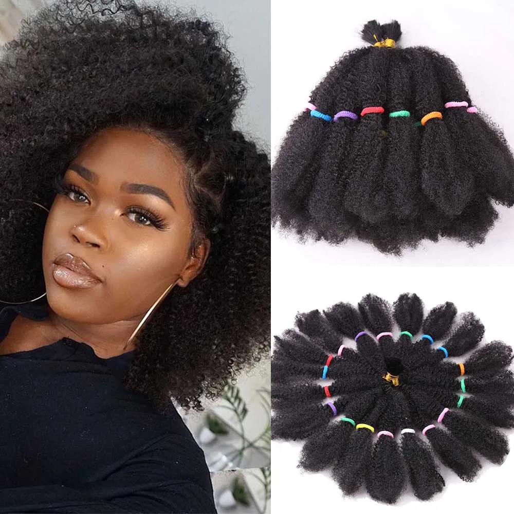 Top Trends: 14inch Synthetic Ombre Braiding Hair Afro Kinky Curly Bulk Braids Crochet Hair For Women Black Bug Daily Party Braid Hair Shoppable Styles