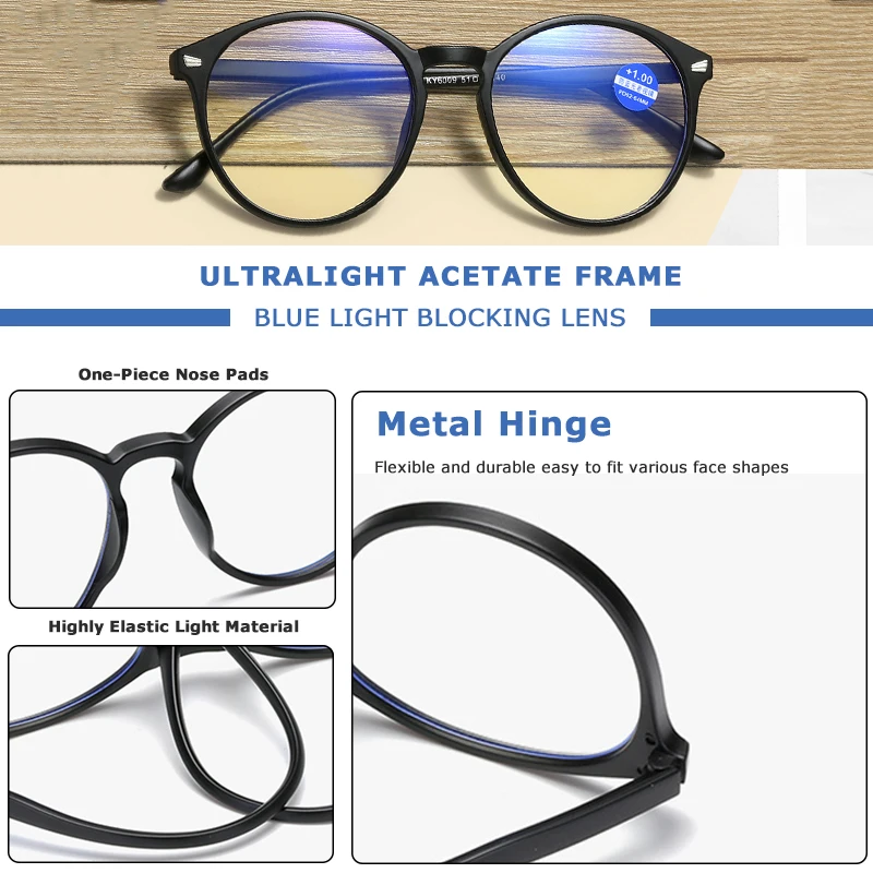 Top Trends: CRIXALIS Retro Anti Blue Light Reading Glasses Ladies Round Fashion Presbyopia Eyeglasses Women Computer Prescription Eyewear Shoppable Styles - Image 6