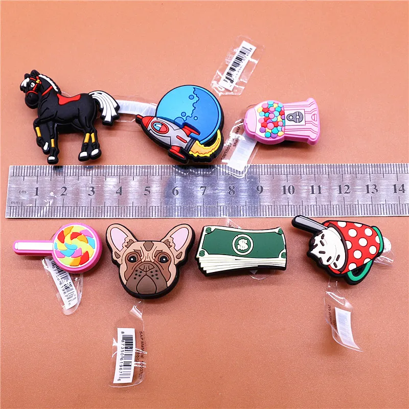 Top Trends: 1pcs Novely PVC Shoe Charms Accessories Banknote Candy Horse Bulldog Shoe Buckle Decorations Fit Kids X-mas Party Gifts U255 Shoppable Styles - Image 5