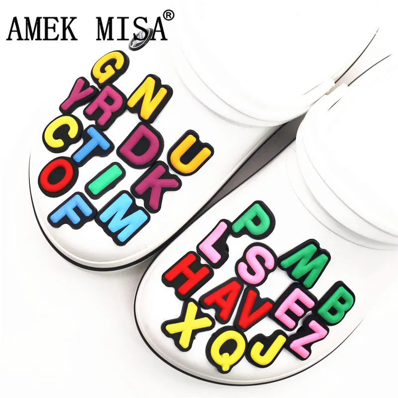 Top Trends: Single Sale 1Pcs Shoe Charms Decoration 26 English Letters Free Combination Shoe Accessories For Kid's Party X-mas Shoppable Styles