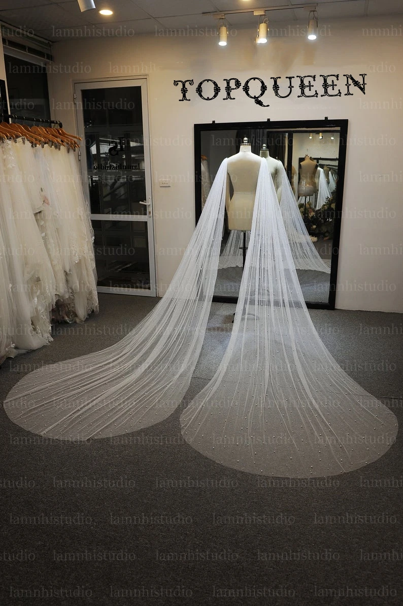 Top Trends: TOPQUEEN G52 2PC Bride Cape Veil With Pearls Bridal Wings Veil Soft Single Tier Bridal Shawl With Cut Edge Cape Bridal Wedding Shoppable Styles