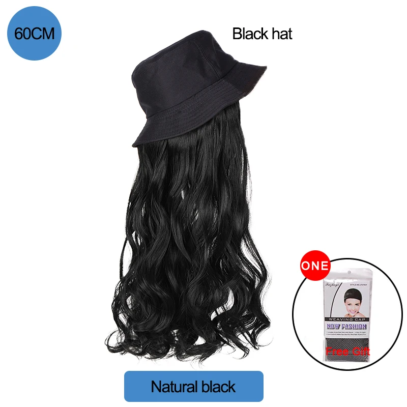 Top Trends: DIANQI Synthetic Wig For Women, natural Wavy Black / Brown Hair, connection With Black Fisherman Hat, No Adjustable For Girls Shoppable Styles - Image 3