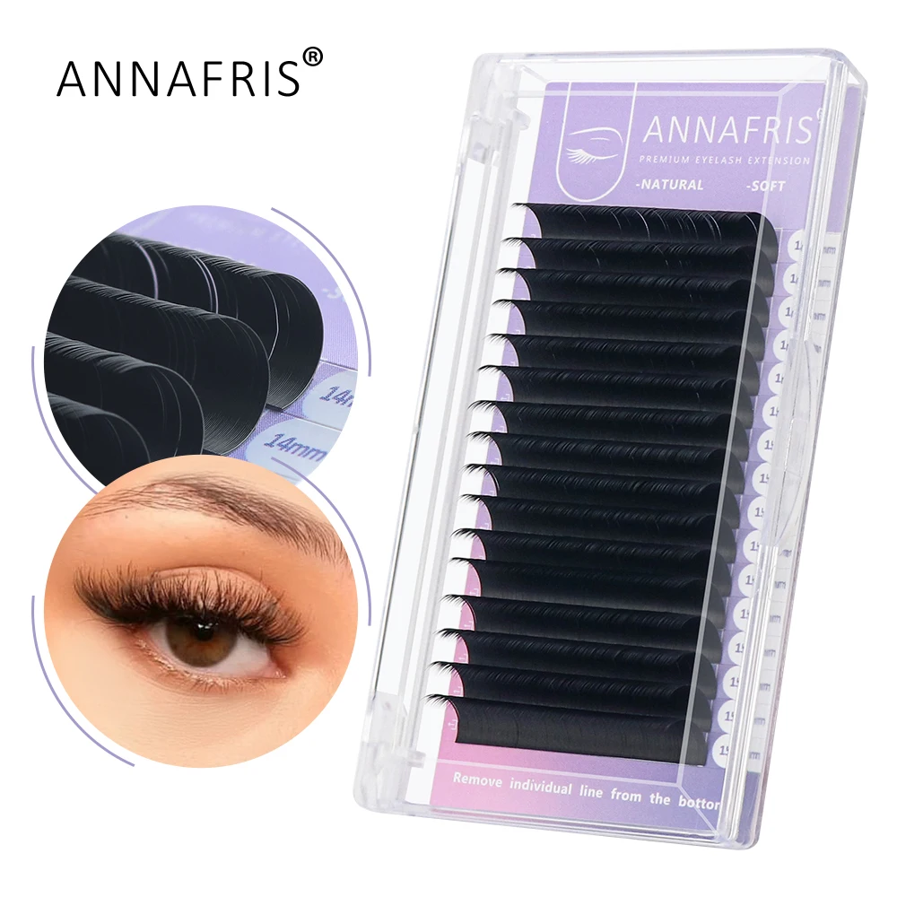 Top Trends: ANNAFRIS Eyelash Extension C D Curl Individual Supplie Volume Faux Mink Lashes Natural Premium Matte Black 16rows / Tray Maquiagem Shoppable Styles