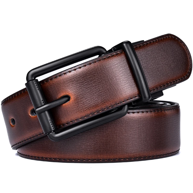 Top Trends: 1Pcs Men's Leather Reversible Belt Roller Buckle 34MM One Reverse For 2 Colors Suitable For Pairing Casual Jean Shoppable Styles - Image 4