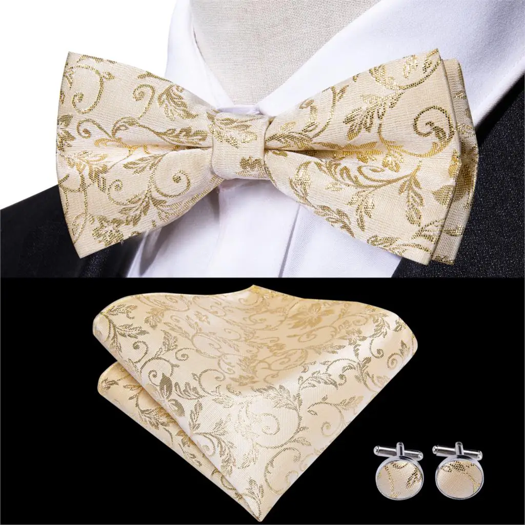 Top Trends: Hi-Tie Silk Pre-tied Mens Bowtie Men Bow Tie Cufflinks Hankerchief Set Red Blue Green Black White Purple Floral Paisley Solid Shoppable Styles