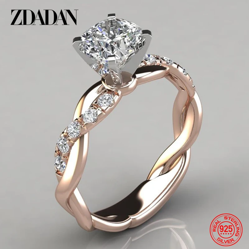 Top Trends: ZDADAN 925 Sterling Silver AAA White Cubic Zircon Ring For Women Wedding Jewelry Party Gift Shoppable Styles