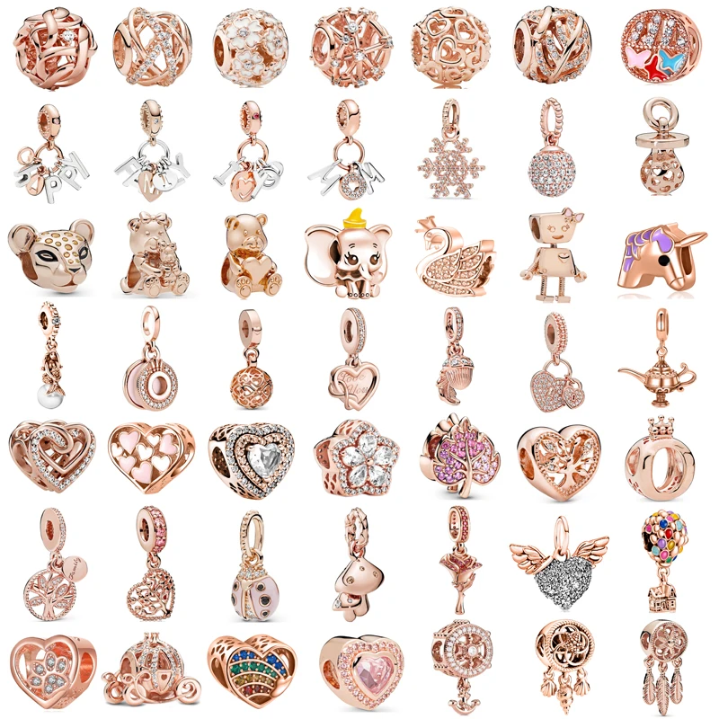 Top Trends: New Fashion Charm Original Rose Gold Color Collection Little Bear Love Rose Beads Fit Original Pandora Women's Bracelet Jewelry Shoppable Styles