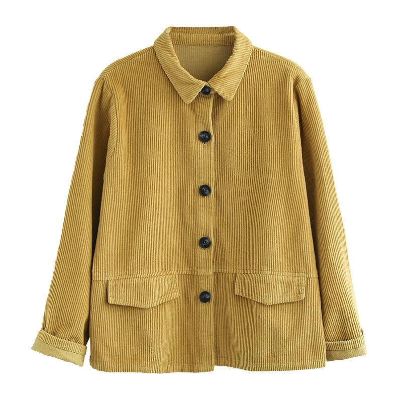 Top Trends: Corduroy Long-Sleeved Short Jacket Women's 2024 Spring Autumn New Pure Color Corduroy Coat Femalet Single-Breasted Thin Top A245 Shoppable Styles - Image 2