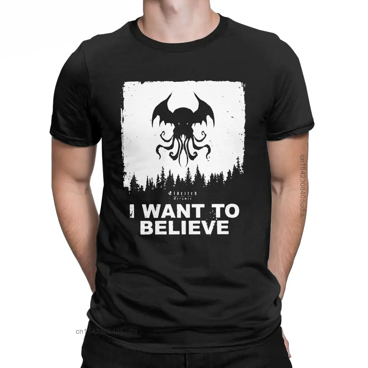 Top Trends: Novelty I Want To Believe In Cthulhu Eldritch Dreamer T-Shirt Men Crew Neck Cotton T Shirt Lovecraft Short Sleeve Tee Shirt Shoppable Styles