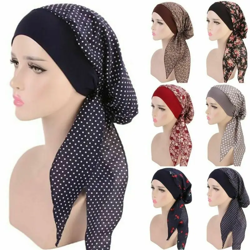 Top Trends: New Muslim Women Printed Pre-tie Headscarf Elastic Female Turban Cancer Chemo Hat Hair Loss Cover Head Wrap Headwear Stretch Shoppable Styles