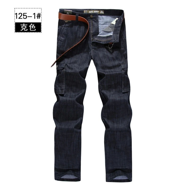 Top Trends: Mens Jeans Cargo Denim Pants Regular Loose Fit Multi Pockets Classic Washed Military Wear Big Size 38 40 42 V7A1J012 Shoppable Styles - Image 2