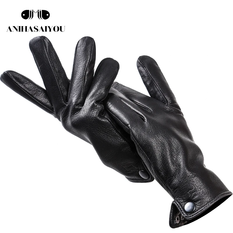 Top Trends: Buckskin Men's Winter Gloves, Simple Gloves Male, Durable Mens Leather Gloves, Winter Genuine Leather Gloves Men -8011N Shoppable Styles