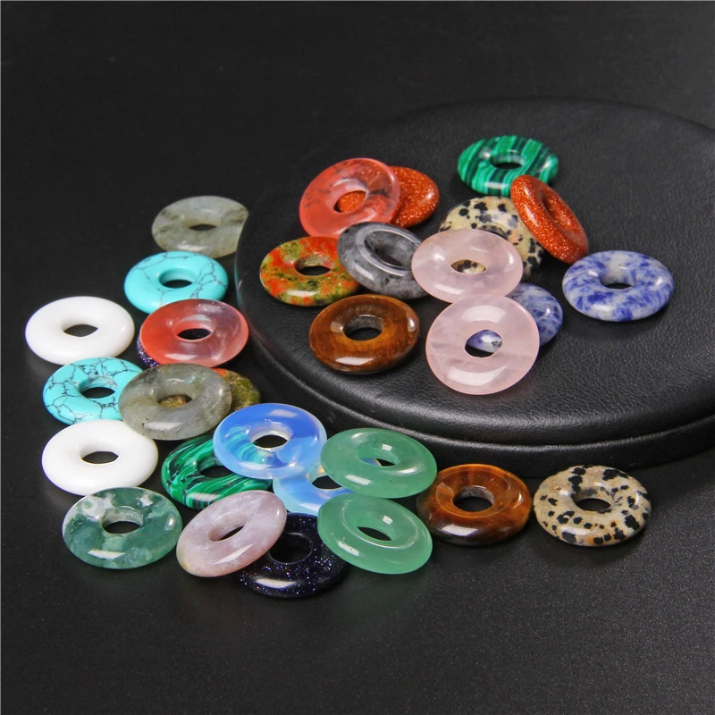 Top Trends: 18mm Fashion Peace Buckle Large Hole Quart Agat Bead Bagel Natural Stone 16 Colors For Choice Beads For Making Necklace Earrings Shoppable Styles