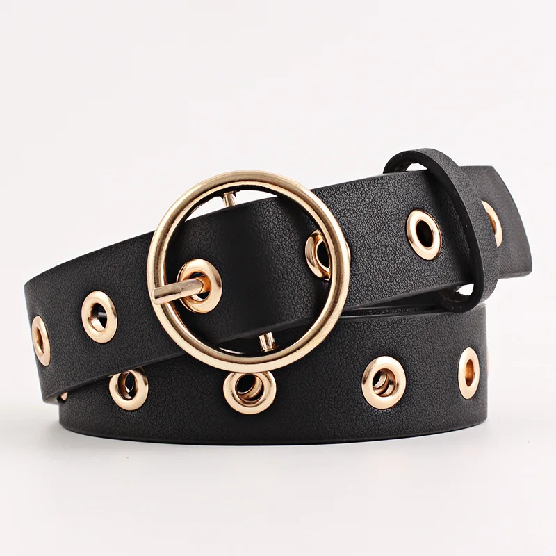 Top Trends: Women Round Buckle Hole Fashion Versatile Belt Solid Black Casual Belts 2022 New Simple Versatile Elegant White Women Belt Shoppable Styles