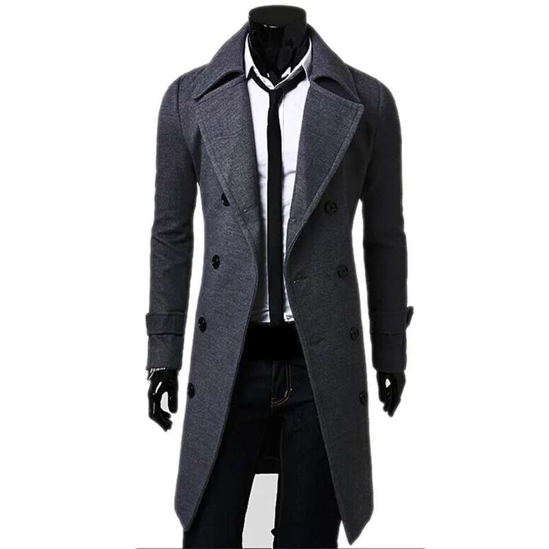 Top Trends: Men&#039;s Double-breasted Jacket Men&#039;s High Quality Self-cultivation Solid Color Fashion Brand Autumn Jacket Long Trench Coat S-4XL Shoppable Styles