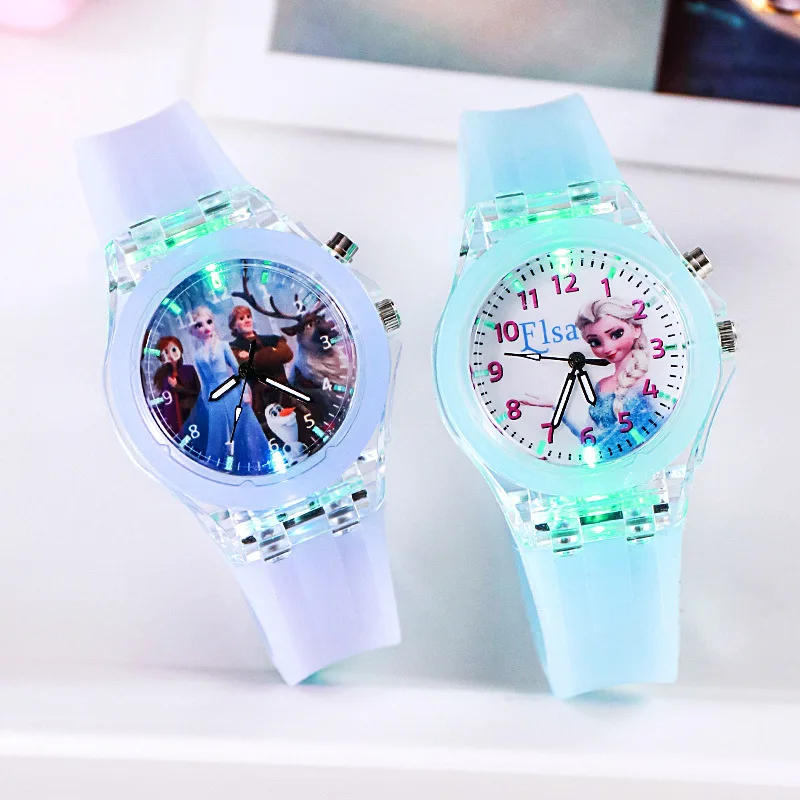 Top Trends: Disney Princess Elsa Kids Watches For Girls Silicone Strap Frozen 2 Sophia Flash Light Children Watch Women Clock Reloj Infantil Shoppable Styles