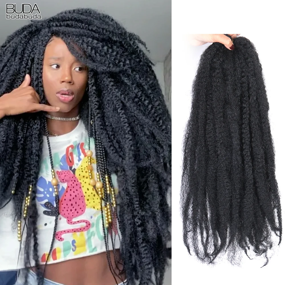 Top Trends: 18 Inch Marley Braids Hair Synthetic Afro Curls Soft Kinky Twist Marley Hair Crochet Braiding Hair Extensions For Women Shoppable Styles