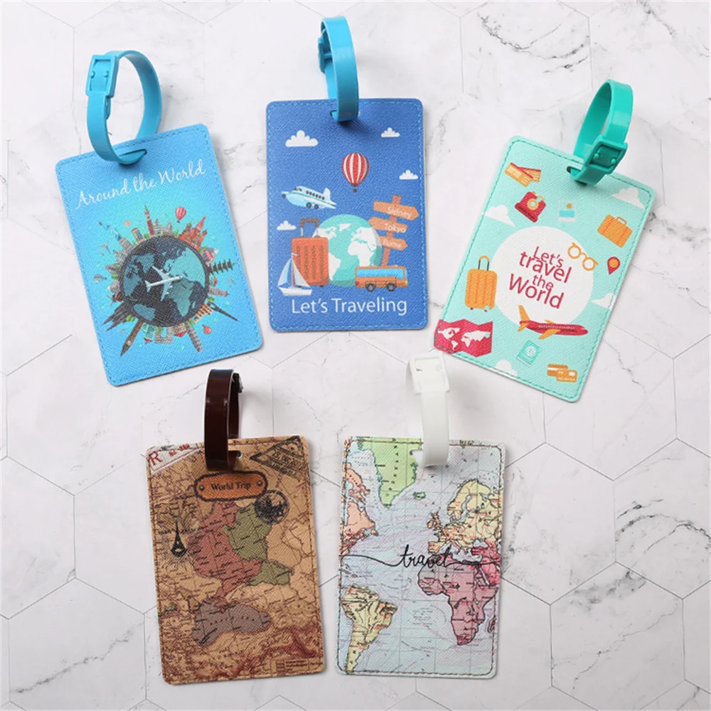 Top Trends: 2021 New Creative World Map Luggage Tag Travel Accessories Pu Suitcase Id Address Holder Baggage Boarding Tag Portable Label Shoppable Styles