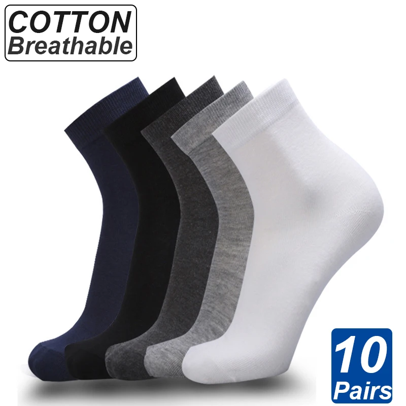 Top Trends: 10 Pairs / Lot Men's Cotton Socks High Quelity New Styles Black Business Socks Breathable Autumn Winter For Male Size(39-46) Shoppable Styles