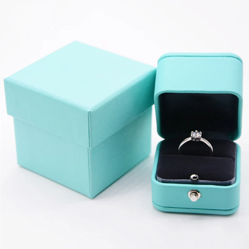 Top Trends: Newly Romantic Blue Leather Jewelry Gift Box Ring Box Necklace Box Ring Packaging Storage Ring Organizer For Wedding Propose Shoppable Styles