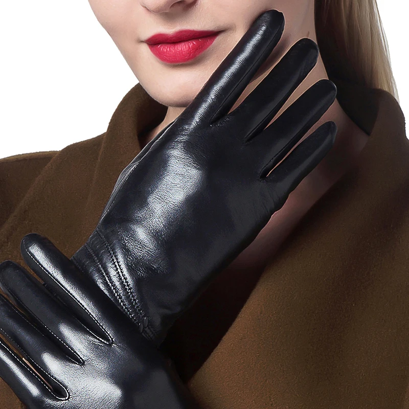 Top Trends: Real Leather Gloves Female Autumn Winter Plus Velvet Thicken Driving Sheepskin Thermal Women Gloves Genuine Leather 1251 Shoppable Styles