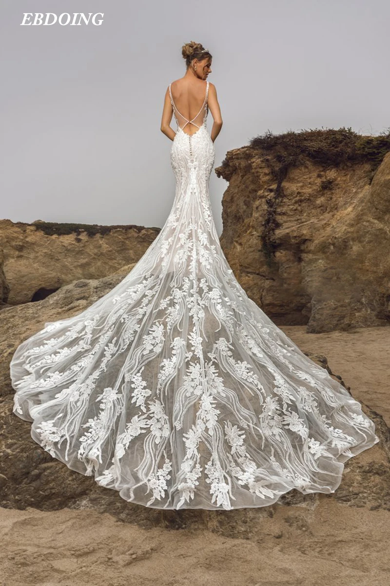 Top Trends: Wedding Dress Mermaid Deep V-Neck Sleeveless With Long-Open Back Marry Custom Made Plus Sizes Vestidos De Novia Shoppable Styles - Image 3