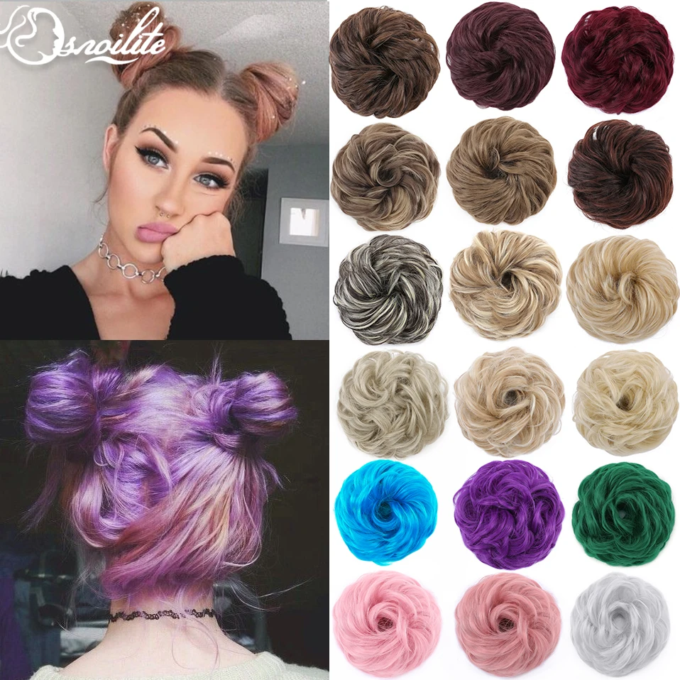 Top Trends: S-noilite 45g Synthetic Messy Chignon Elastic Band Hair Bun Scrunchies Natural Fake Rubber Band Hairpiece For Women Shoppable Styles