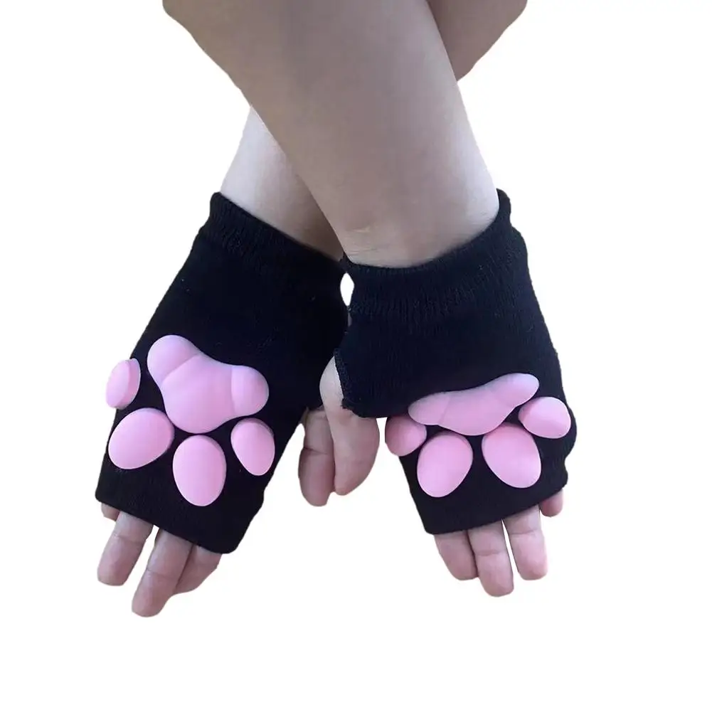 Top Trends: 3D Silicone Cat Paw Gloves Socks Stockings Cute Kitten Fingerless Mittens Pawpads Gloves Women Girls Christmas Halloween Cosplay Shoppable Styles