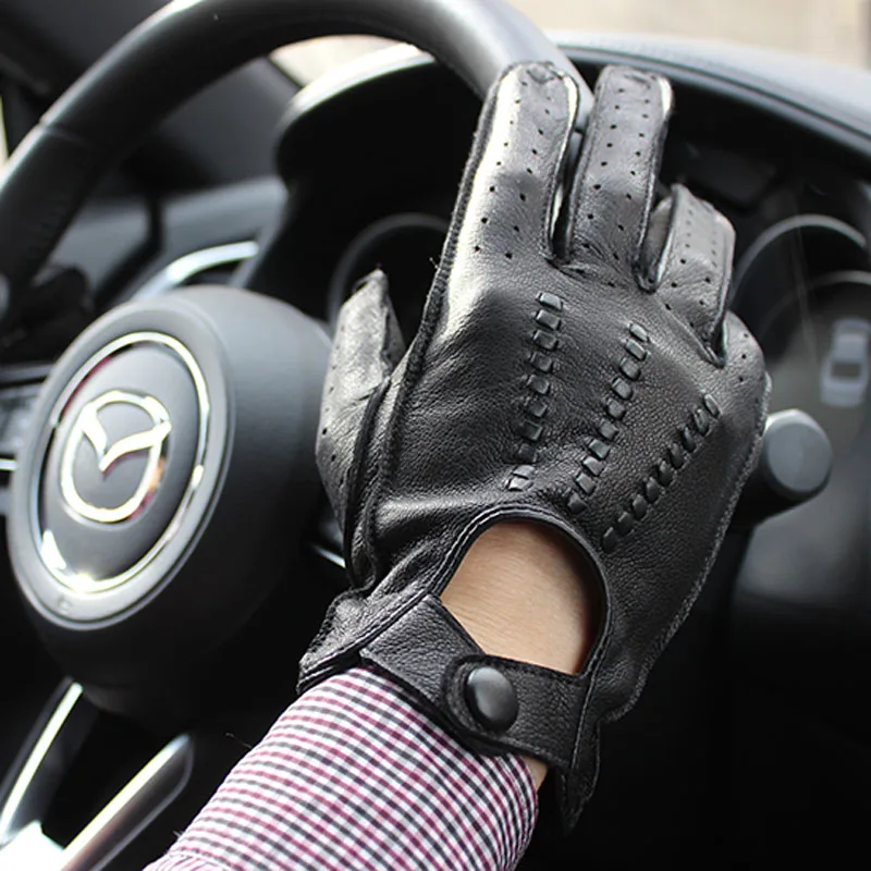 Top Trends: Motorcycle Riding Deerskin Gloves Men&#039;s Single-Layer Thin Fashion Hollow New Spring And Autumn Car Driving Driver Leather Gloves Shoppable Styles