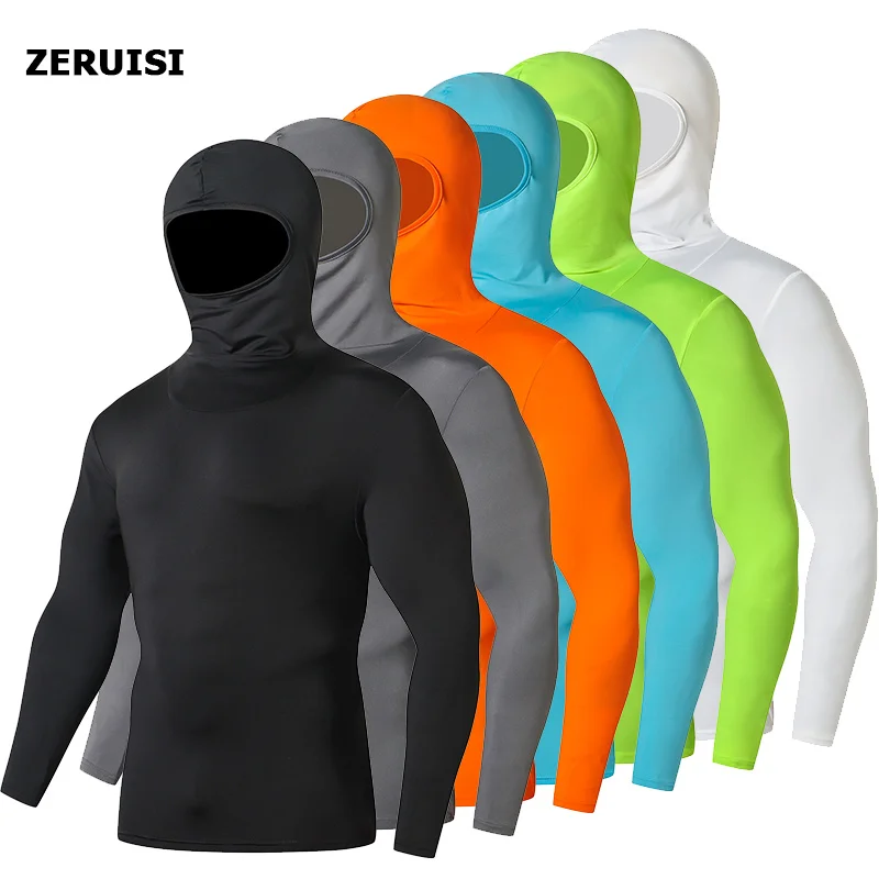 Top Trends: Solid Color Hooded Motorcycle Riding Clothing Tight Compression Quick-Drying Men's Fitness Sports Cycling Men's T-Shirt Pullover Shoppable Styles