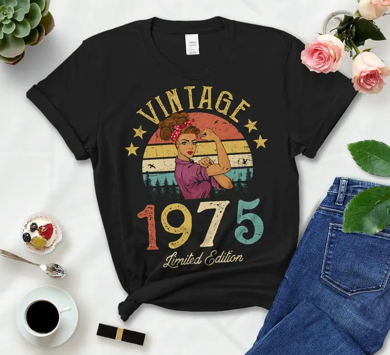 Top Trends: Vintage 1975 Limited Edition Classic Womens TShirt Funny Retro 47th Birthday Gift Idea For Grandmom Mom Wife Girl Daughter Shirt Shoppable Styles